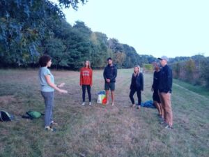 Great Bay Refuge book club group Aimee talking - Association of Nature & Forest Therapy